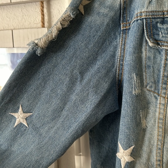 One Of A Kind Distressed Madonna Denim Jacket - Picture 2 of 9